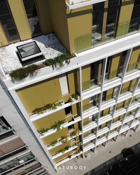 Plantenbakken en gevelgroen Naturoof Palazz'eau in West-Vlaanderen