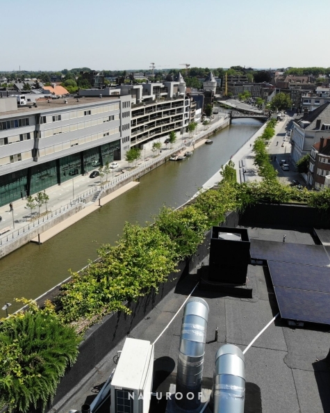 Plantenbakken en gevelgroen Naturoof Palazz'eau in Kortrijk